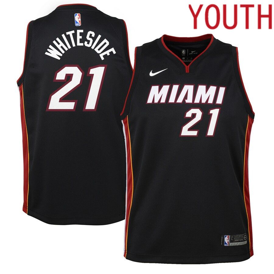 Youth Miami Heat #21 Hassan Whiteside Nike Black Swingman NBA Jersey